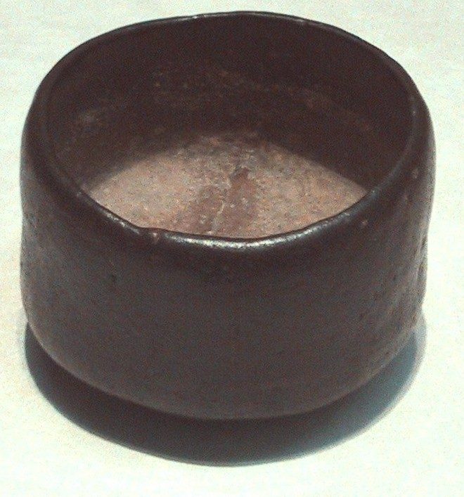 Black Raku tea bowl Amadera