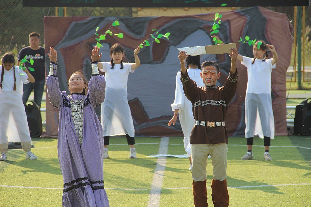 Pupils from Republic of Sakha Yakutia, Russia showed a performance based on olonkho heroic epos of Sakha people