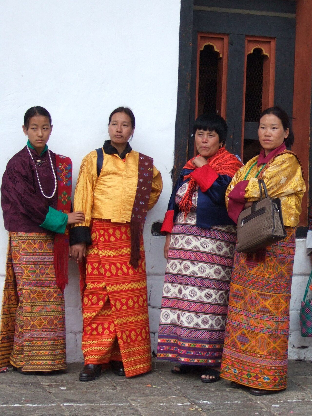 Bhutanese women at festival in national dress. (Kira & Tego)