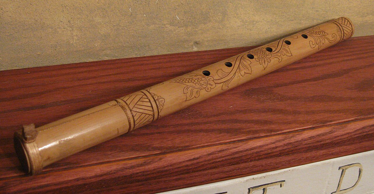 Photograph of a Suling, an Indonesian edge-blown aerophone (flute)