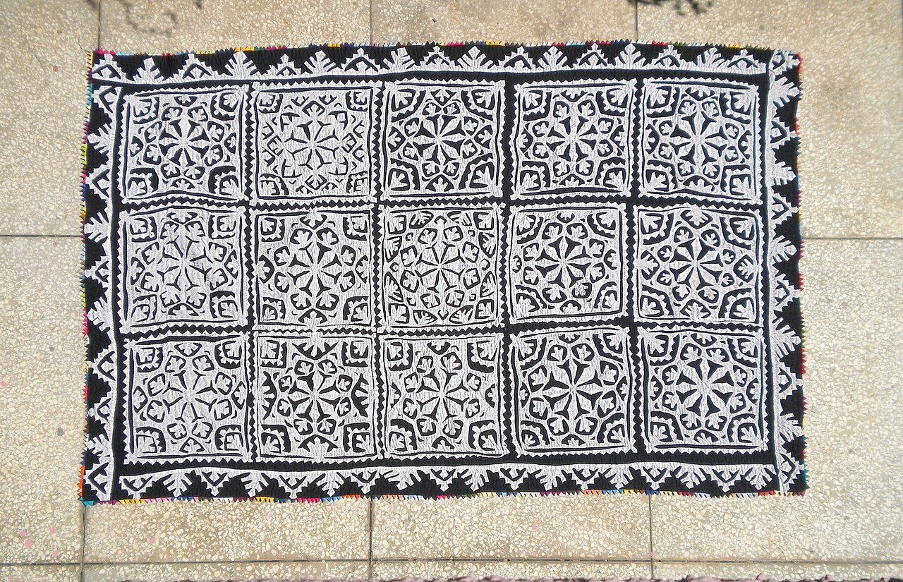 Sindhi Pakistani Quilt made by joining different pieces of clothes.