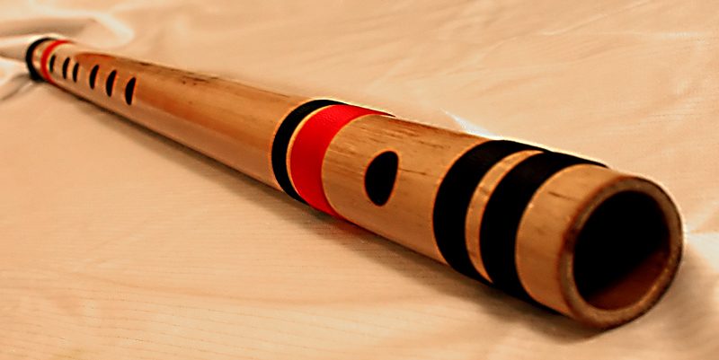 Bansuri, a bamboo flute popular in India. The picture shows a 23 inch long flute often used in concerts