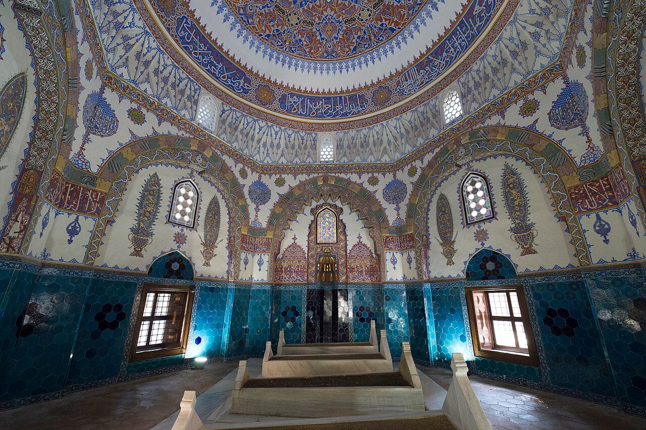 Condensed from a notice at the site: Built for Shehzade Mustafa, son of Mehmet the Conqueror. Mustafa died in 1474, his remains after some travels were brought to Bursa, to be buried in the mausoleum of an uncle, until in 1479 this mausoleum was built for him and he was buried…