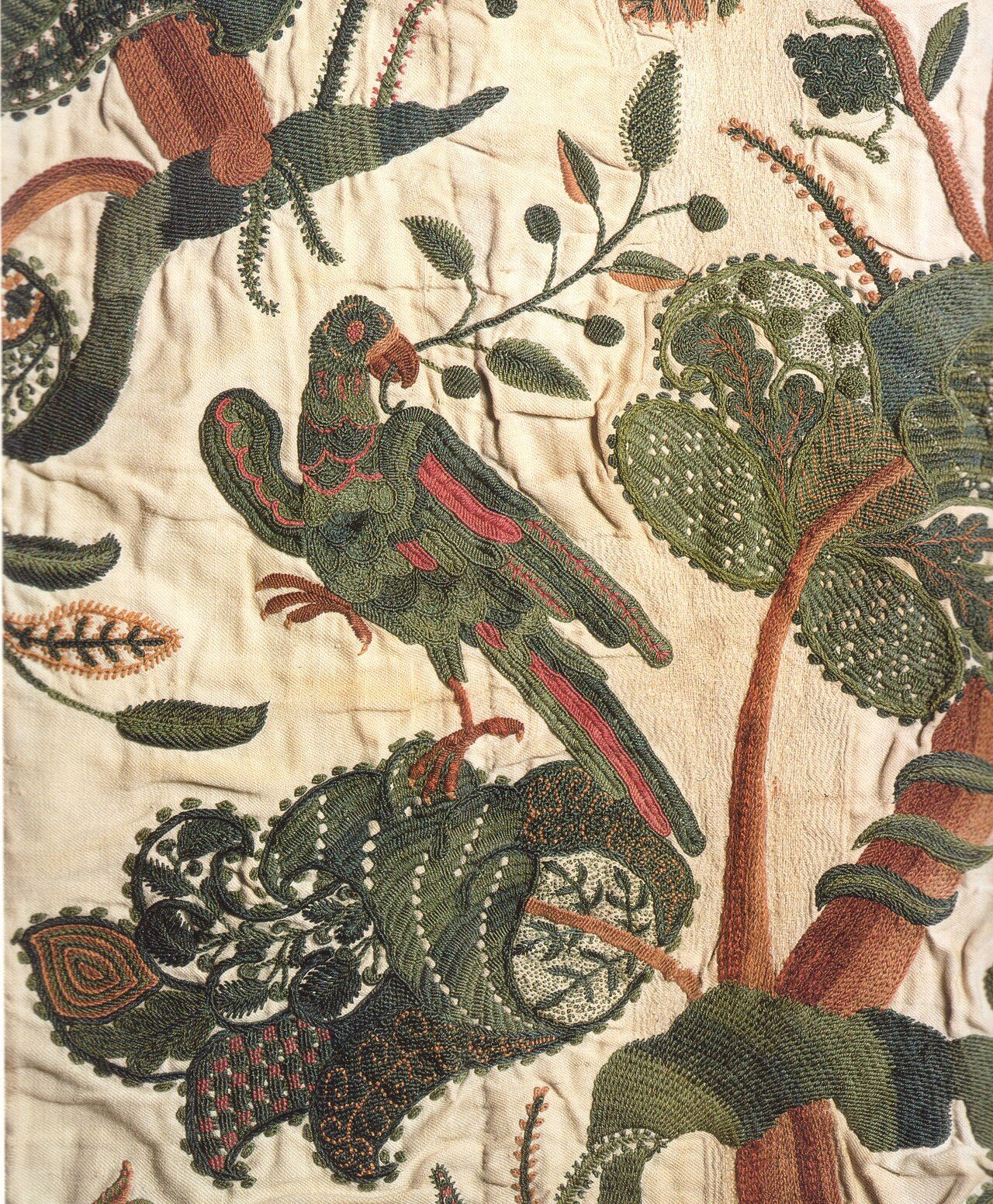 Crewel embroidery on a curtain, c. 1696, Victorian & Albert Museum T.166-1961