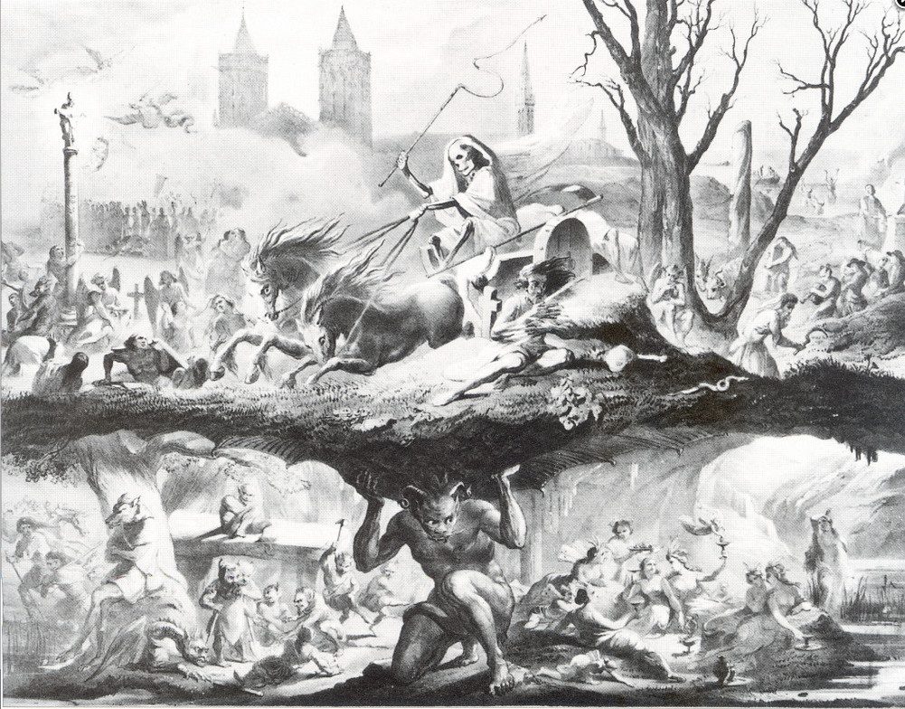 Les Merveilles de la nuit de Noël / Burzudou Nedellek, gravure offerte en 1844 avec l'ouvrage Le Foyer Breton dʼEmile Souvestre. Musée de Bretagne, Rennes.