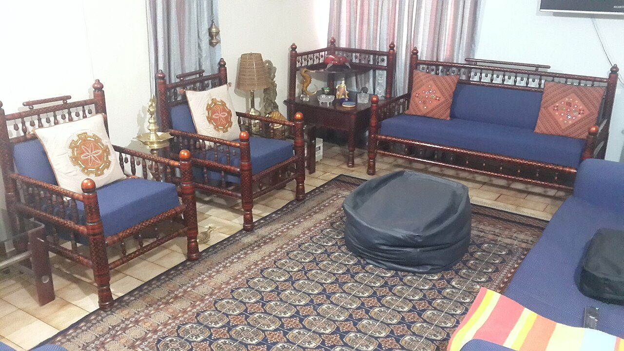 Sankheda furniture in a living room setting