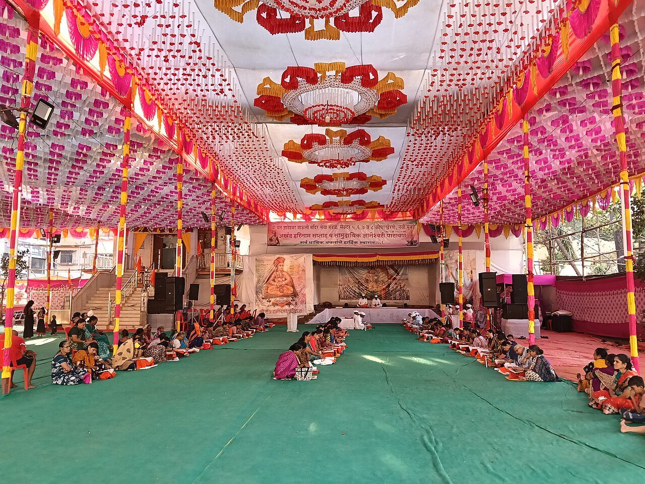 View of Akhand Harinaam Saptah in afternoon at Koparkhairane sector 8 in Navi Mumbai. Photographed by Santosh Chaudhary.