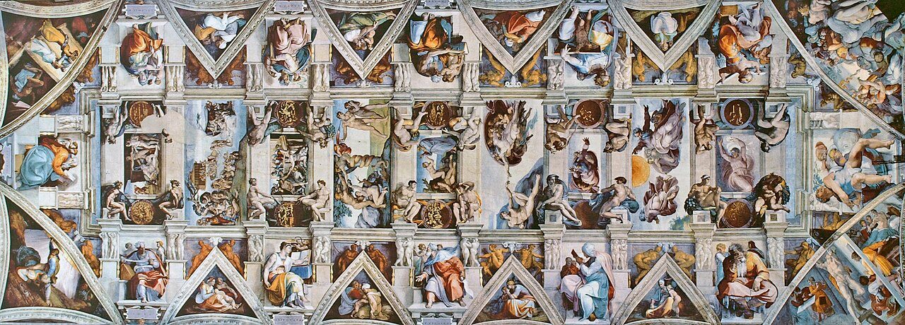 Sistine Chapel ceiling label QS:Les,"bóveda de la Capilla Sixtina" label QS:Lhu,"a Sixtus-kápolna mennyezetfreskója" label QS:Leu,"Kapera Sixtinoaren sabaia" label QS:Lru,"Потолок Сикстинской капеллы" label QS:Lcy,"nenfwd y Cappella Sistina" label QS:Lga,"síleáil an tSéipéil…